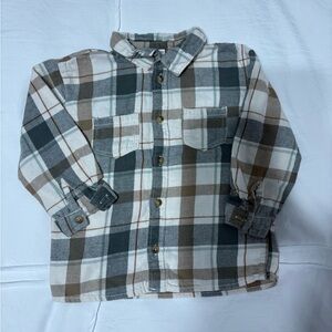 H&M Kids Plaid Button-Down Shirt - Green, Brown, White